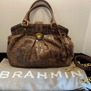 Brahmin Adora Rose Antique Boulevard 2 roses distressed leather handbag